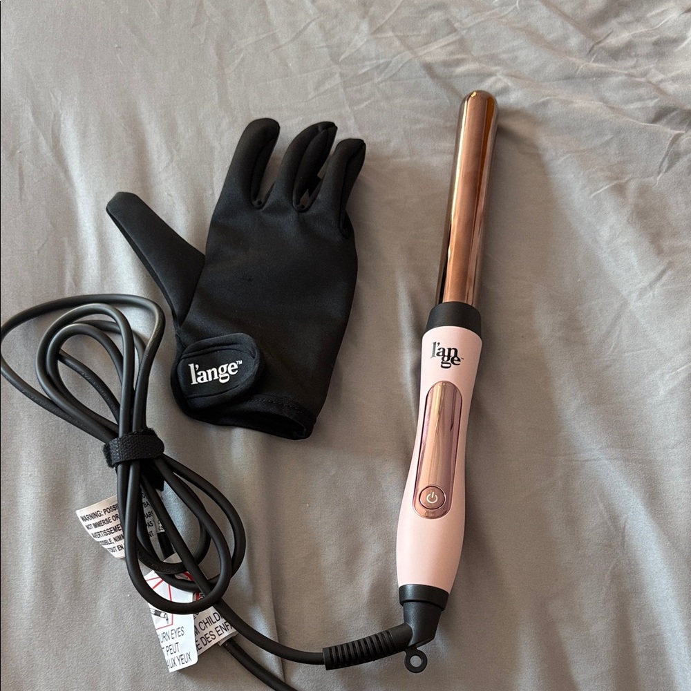 Lange Pink Curling Wand with Heat Resistant Glove